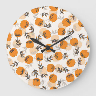 Volkskunstblumen im skandinavischen Stil Große Wanduhr