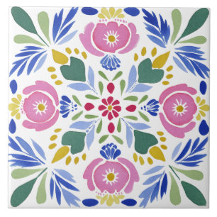 Volkskunstgarten Aquarell Fliese