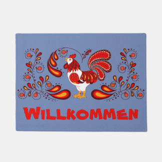 Volkskunsthahn Willkommen/Willkommen Fußmatte