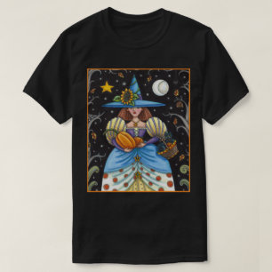 VOLKSKUNSTHEXE IM SPOOKY WALD, SCHWARZE KATZE & EU T-Shirt
