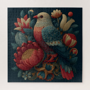 Volkskunstillustration eines Vogels inmitten leben