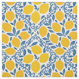 Volkslemotiv-Blockdruck in Gold und Blau  Stoff