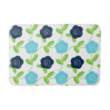 Volkslied-Blumenwurf in Navy und Aqua auf Weiß