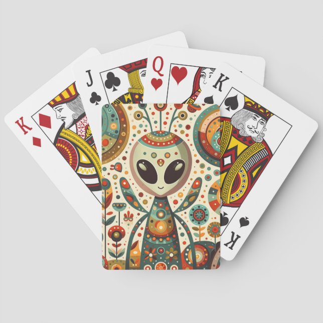 Volkslied Kunst Alien Bug Spielkarten (Rückseite)