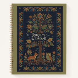 Volkslied Wald Natur, Faux-Stickerei Navy Leinen Notizbuch