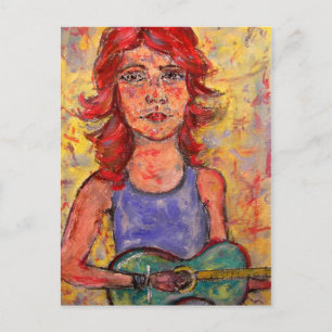 Volksmänner spielen bunte Gitarre Postkarte