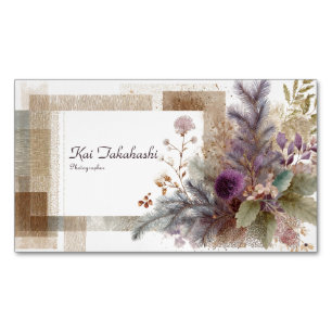 Volksmund Botanisch Abstrakt Lila Distel Rustikal Magnetische Visitenkarte