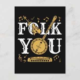 Volksmusik Lustiger Banjospieler Postkarte