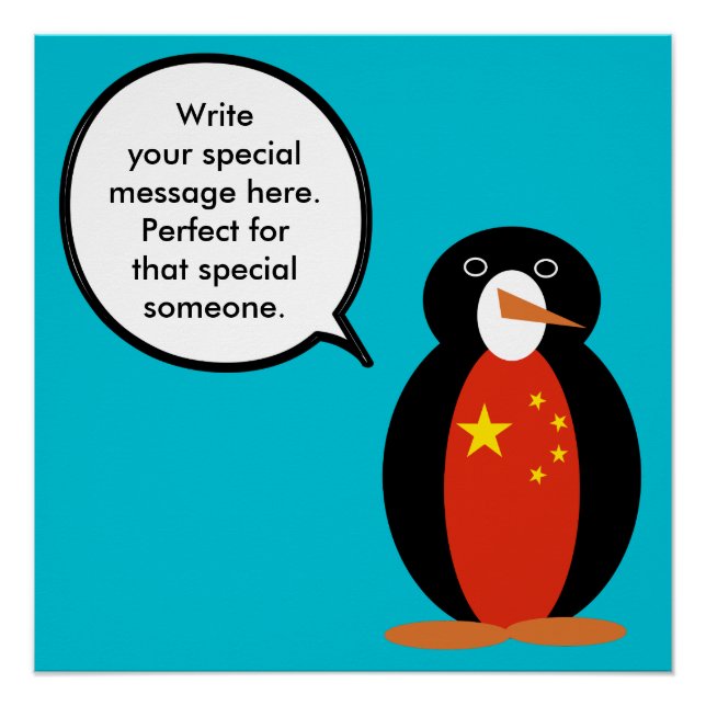 Volksrepublik China Frau Penguin Personalisiert Poster (Vorderseite)