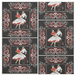 Volkstanz-Paareroter und schwarzer Bandana 2 Stoff