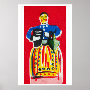 Volkstracht - Streichholzschachtel-Druck - Ästheti Poster