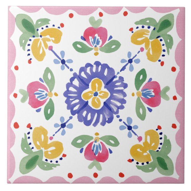 Volkstümliche Gartenaquarell Fliese (Vorderseite)