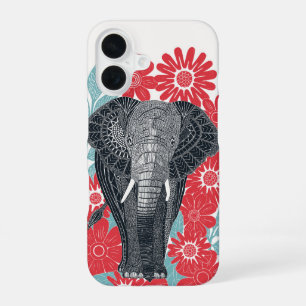 volkstümlicher Elefant rot iPhone 16 Hülle