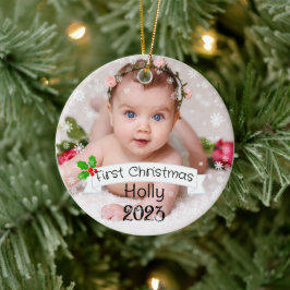 Voll angepasstes Baby's erstes Weihnachten Keramik Ornament