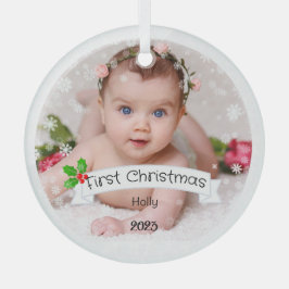 Voll angepasstes Baby's erstes Weihnachten Ornament Aus Glas