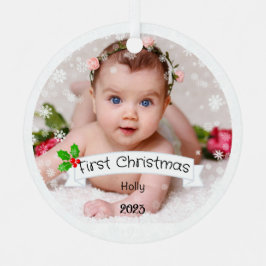 Voll angepasstes Baby's erstes Weihnachten Ornament Aus Metall