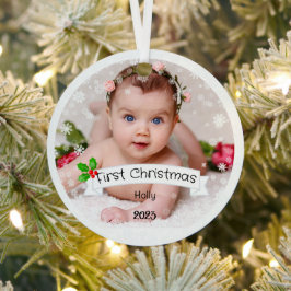 Voll angepasstes Baby's erstes Weihnachten Ornament Aus Metall