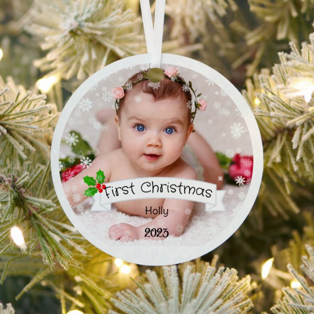 Voll angepasstes Baby's erstes Weihnachten Ornament Aus Metall (InSitu)