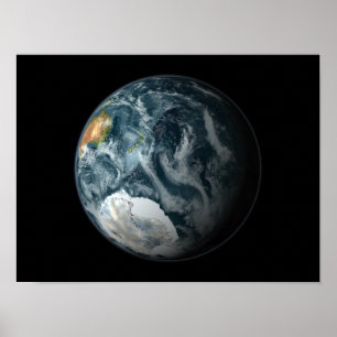 Voll - Ansicht der Erde, welche die Antarktis Poster