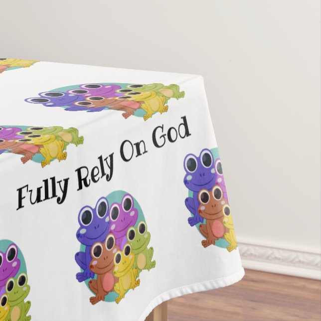 Voll auf Gott verlassen farbenfrohe Custom FROG Tischdecke (Beispiel)