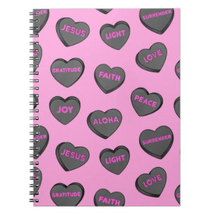 Voll Liebe Herz Muster schwarz pink Notizblock