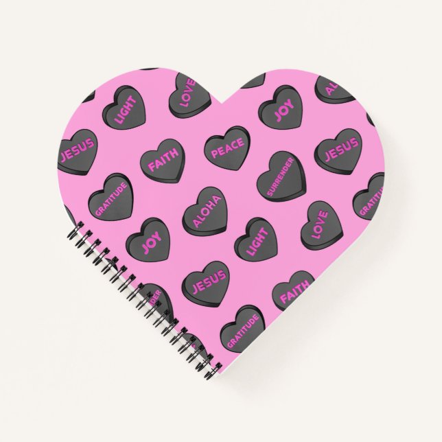 Voll Liebe Herz Muster schwarz pink Notizbuch (Vorderseite)