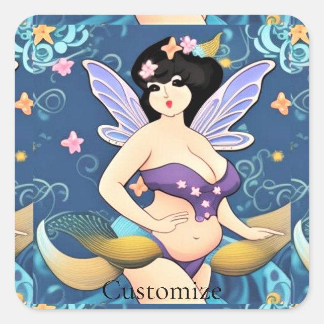 Vollbildliche Fairy Goddess Thunder_Cove Quadratischer Aufkleber (Vorderseite)
