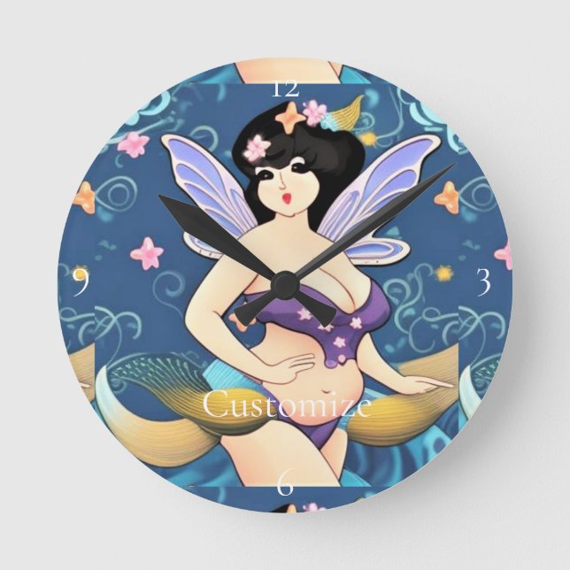 Vollbildliche Fairy Goddess Thunder_Cove Runde Wanduhr (Vorderseite)
