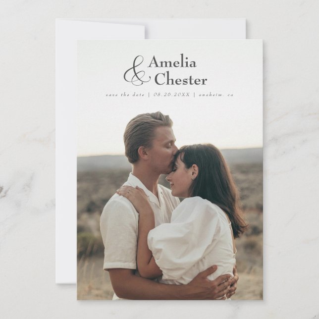 Vollbluten Save the Date mit großem & (Vorderseite)