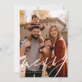 Vollblütiges Portrait mit Merry in Script Feiertagskarte