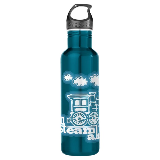 Volldampf-voraus-Blaue-Zug-Flasche Trinkflasche (Vorderseite)