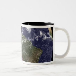 Volle Erde, die Nordamerika 2 zeigt Zweifarbige Tasse