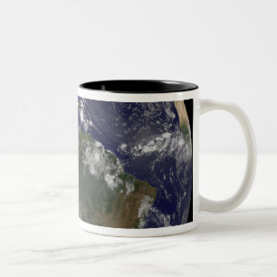 Volle Erde, die Nordamerika und SüdAmer 2 zeigt Zweifarbige Tasse
