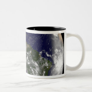 Volle Erde, die Nordamerika und SüdAmer 7 zeigt Zweifarbige Tasse