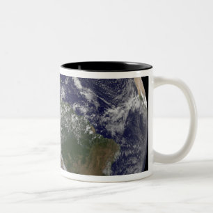 Volle Erde, die Nordamerika und SüdAmer zeigt Zweifarbige Tasse