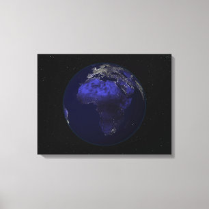 Volle Erde nachts Afrika und Europa zeigend Leinwanddruck