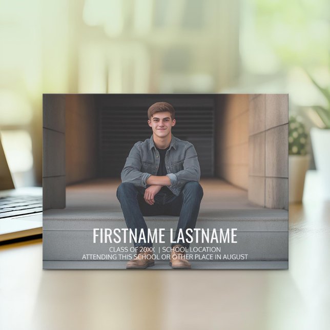 Volle Foto Graduation Party - minimaler Typ Einladung (Simple Graduation Announcement with Party Invitation on the Back)