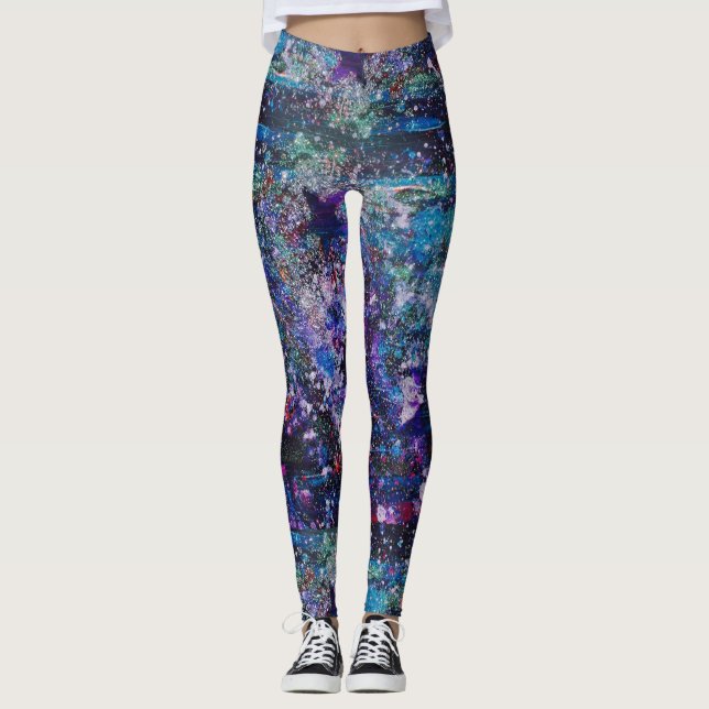 Volle Galaxie-Glitzer-Leggings Leggings (Vorderseite)