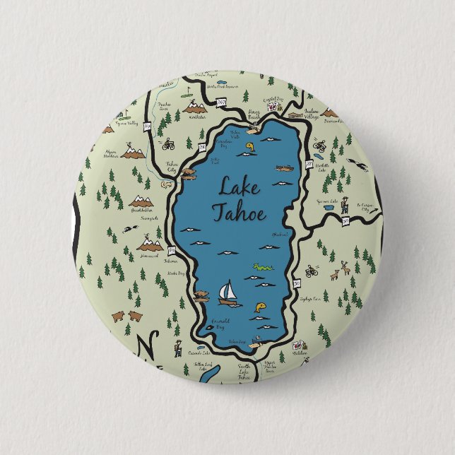 Volle Lake- Tahoebereichs-Karte Button (Vorderseite)
