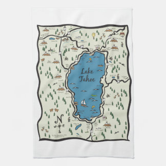 Volle Lake- Tahoebereichs-Karte Geschirrtuch