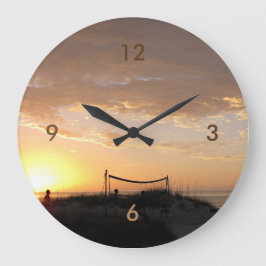 Volleball Beach Sunset Große Wanduhr