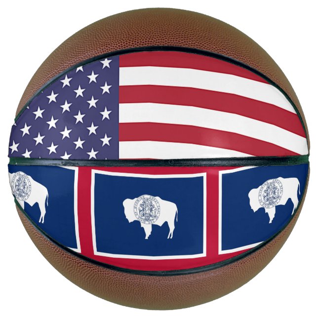 Voller Basketball mit Flagge des Wyoming-Staat (Vorderseite)