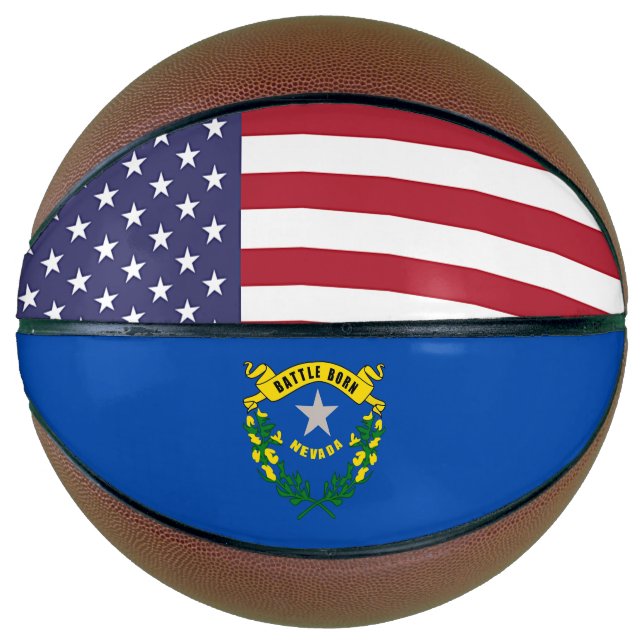Voller Basketball mit Flagge von Nevada, USA (Vorderseite)