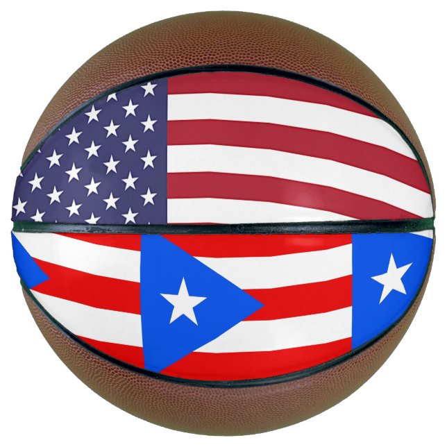 Voller Basketball mit Flagge von Puerto Rico, USA (Vorderseite)