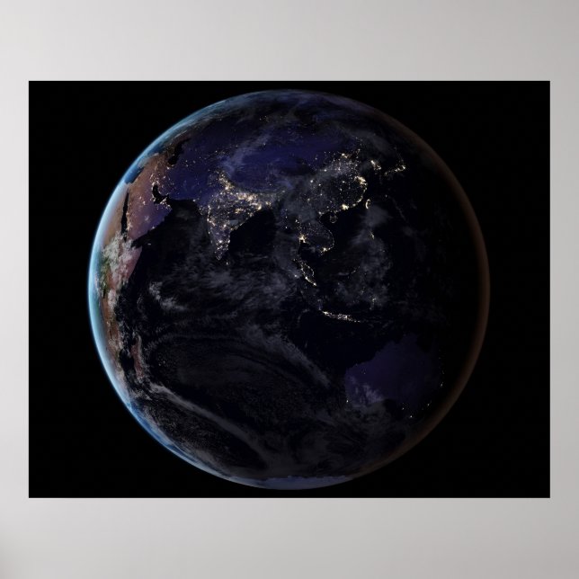 Voller Erde, die die Lichter Asiens in der Nacht z Poster (Vorne)