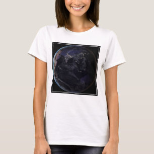 Voller Erde, die die Lichter Asiens in der Nacht z T-Shirt