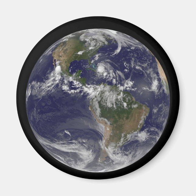 Voller Erde mit Hurrikan Irene über den Bahamas. Magnet (Vorne)