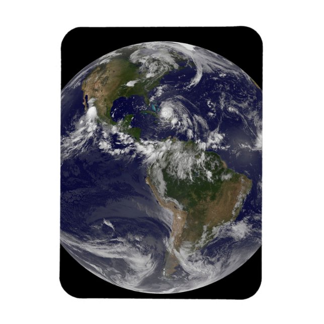 Voller Erde mit Hurrikan Irene über den Bahamas. Magnet (Vertikal)