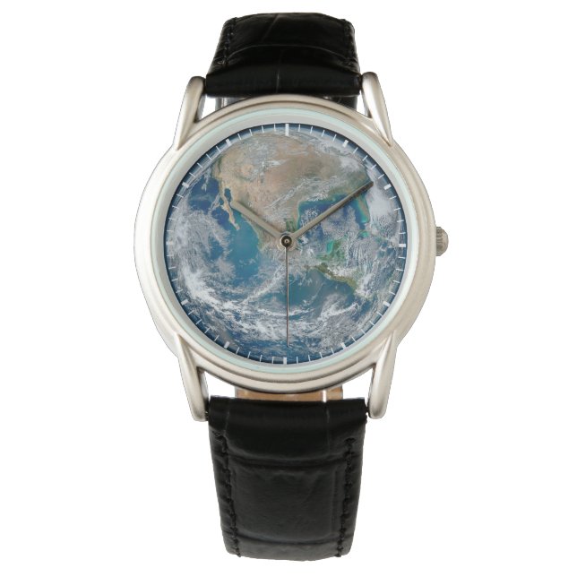 Voller Erde mit Nordamerika und Mexiko. Armbanduhr (Vorderseite)