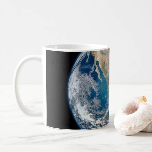 Voller Erde mit Nordamerika und Mexiko. Kaffeetasse (Mit Donut)